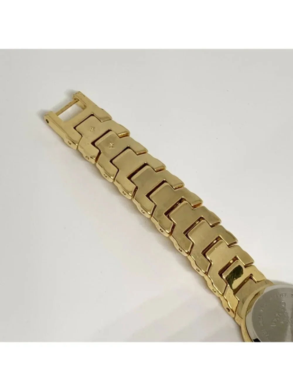 Adolfo women’s gold tone watch quartz mop dial rhinestones 22mm 6.5” running